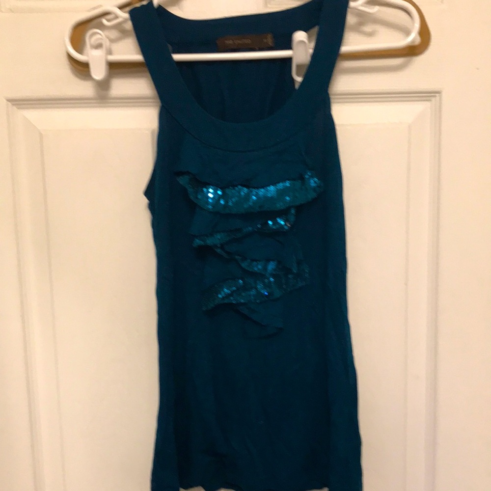 Dressy emerald green/blue cotton tank